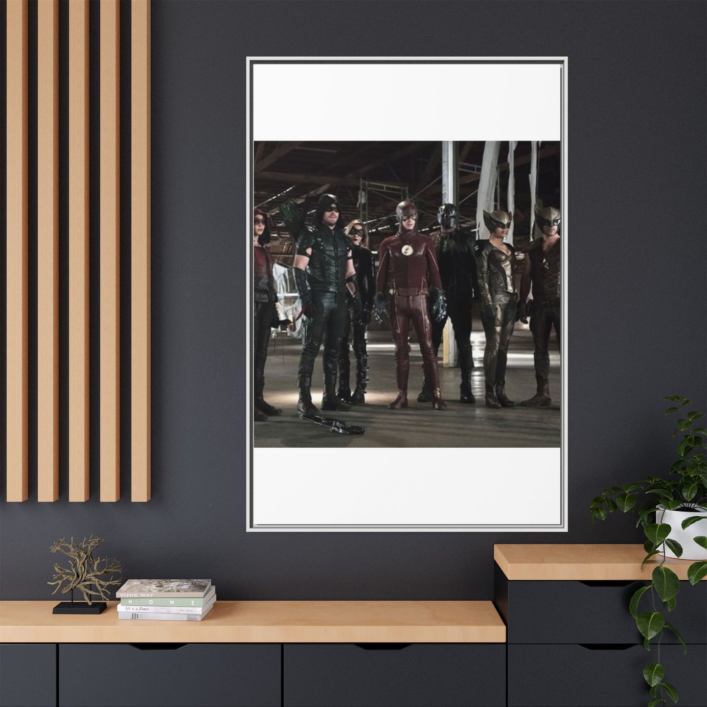 Framed Matte Canvas Panel - Superhero Team Photo Print