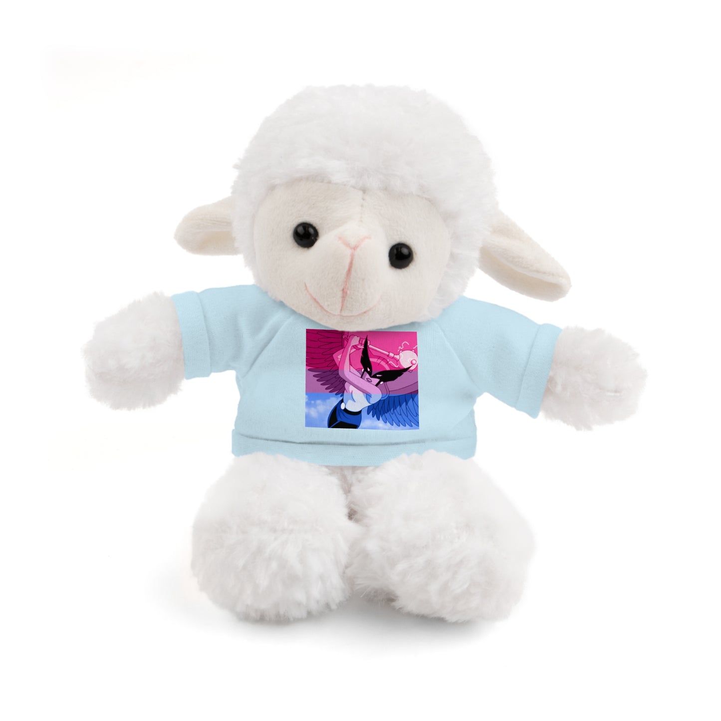 Plush Bear with Graphic Tee — Cute Pink & Blue Skateboard Design