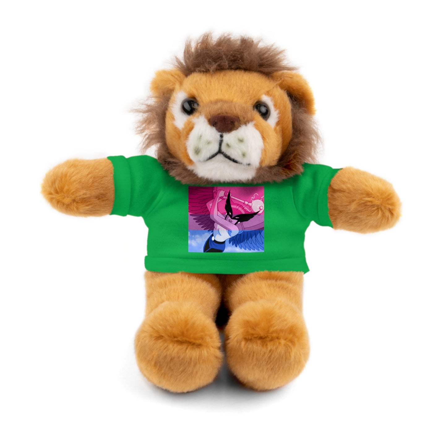 Plush Bear with Graphic Tee — Cute Pink & Blue Skateboard Design