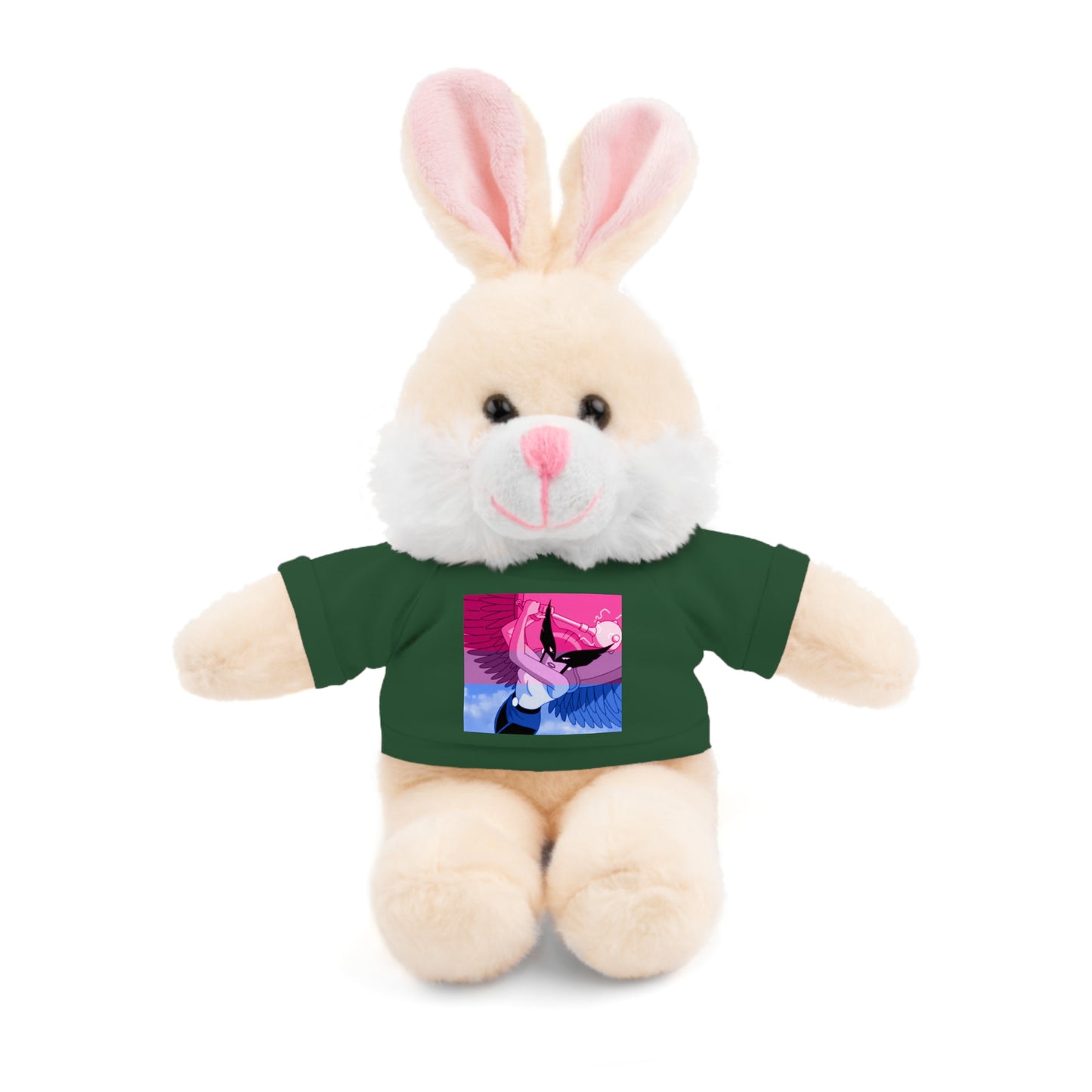 Plush Bear with Graphic Tee — Cute Pink & Blue Skateboard Design