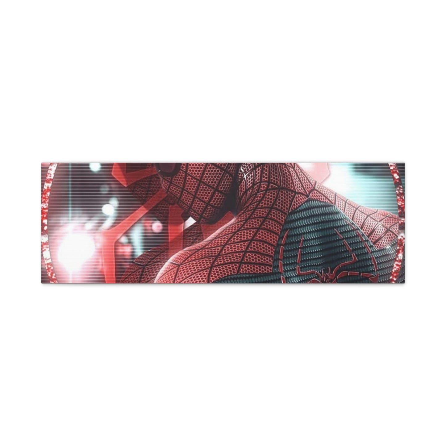 Spider Superhero Matte Canvas Wall Art — Red Neon Portrait, Stretched 1.25"