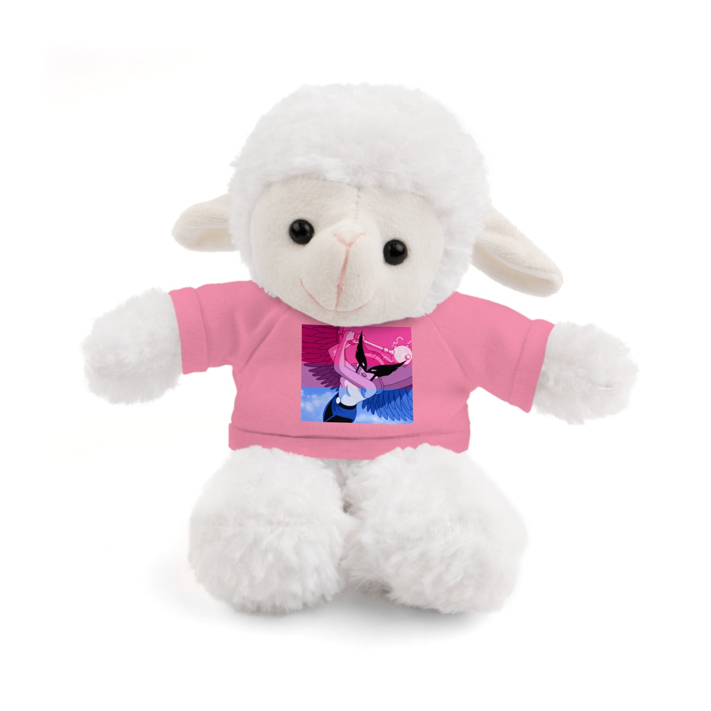 Plush Bear with Graphic Tee — Cute Pink & Blue Skateboard Design