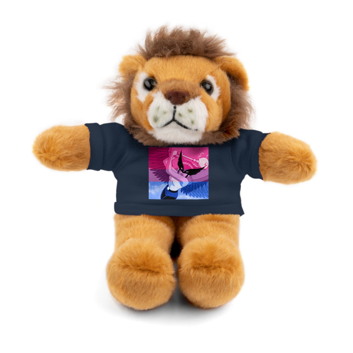 Plush Bear with Graphic Tee — Cute Pink & Blue Skateboard Design