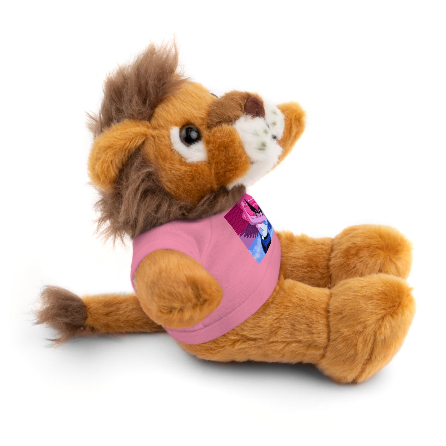 Plush Bear with Graphic Tee — Cute Pink & Blue Skateboard Design