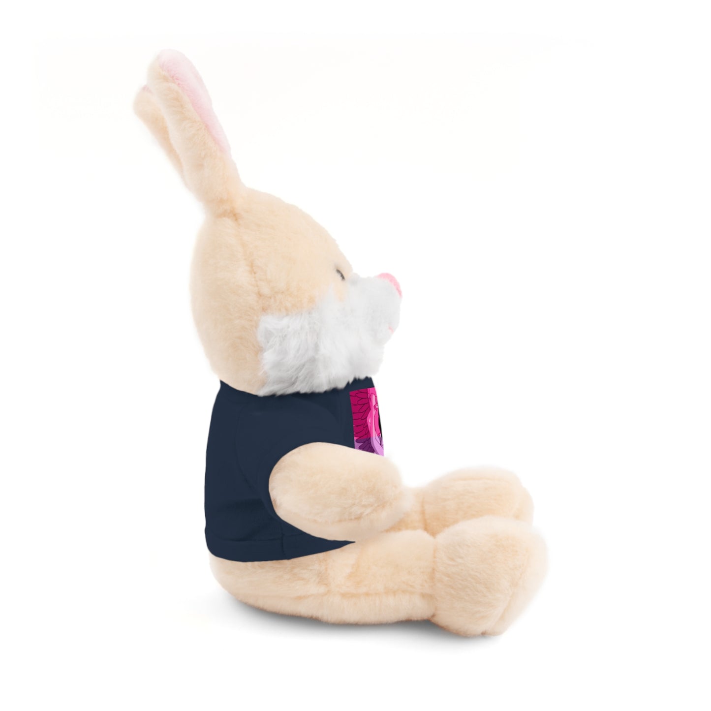 Plush Bear with Graphic Tee — Cute Pink & Blue Skateboard Design