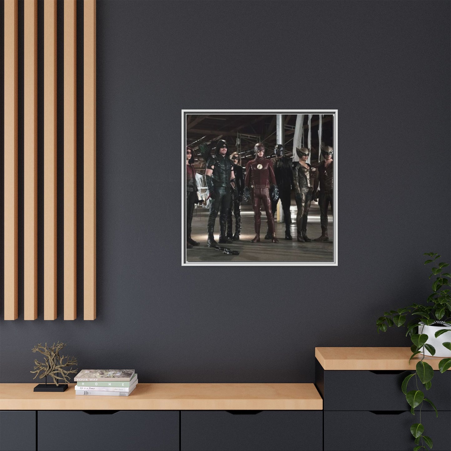 Framed Matte Canvas Panel - Superhero Team Photo Print