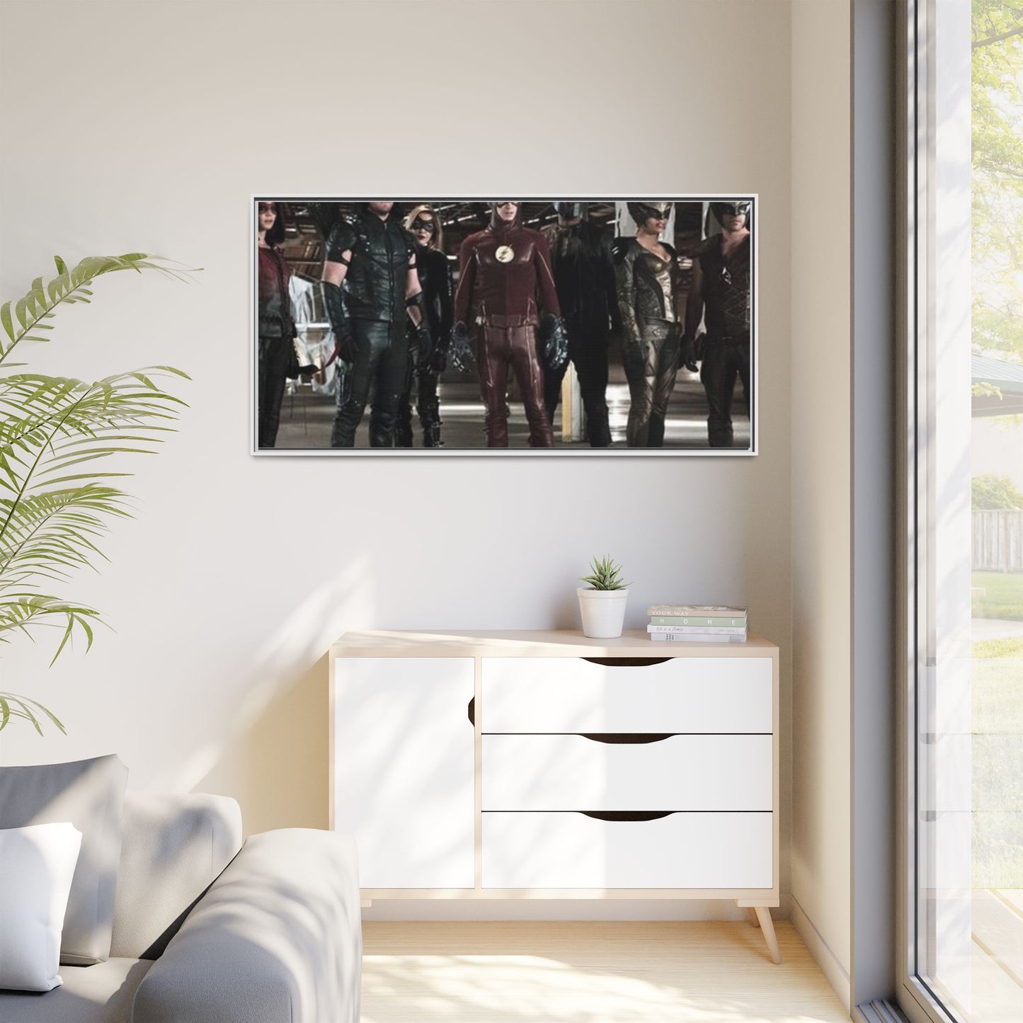Framed Matte Canvas Panel - Superhero Team Photo Print