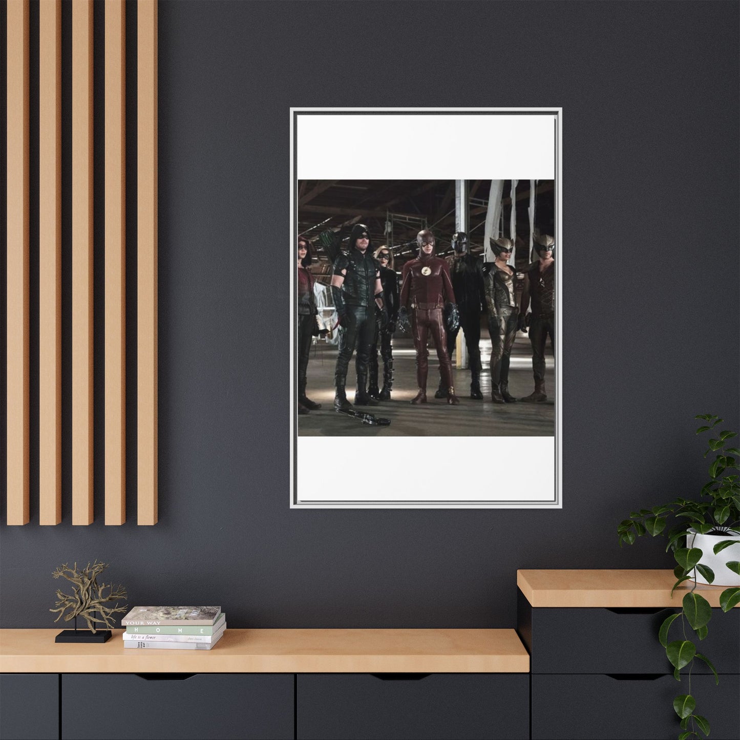 Framed Matte Canvas Panel - Superhero Team Photo Print