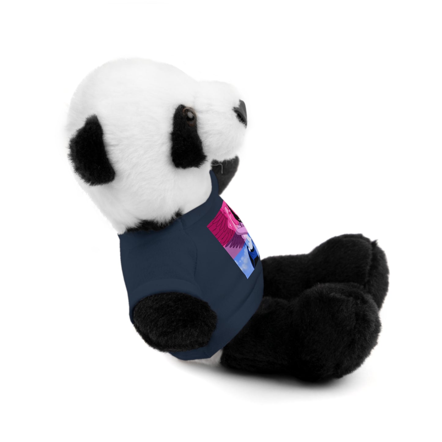 Plush Bear with Graphic Tee — Cute Pink & Blue Skateboard Design