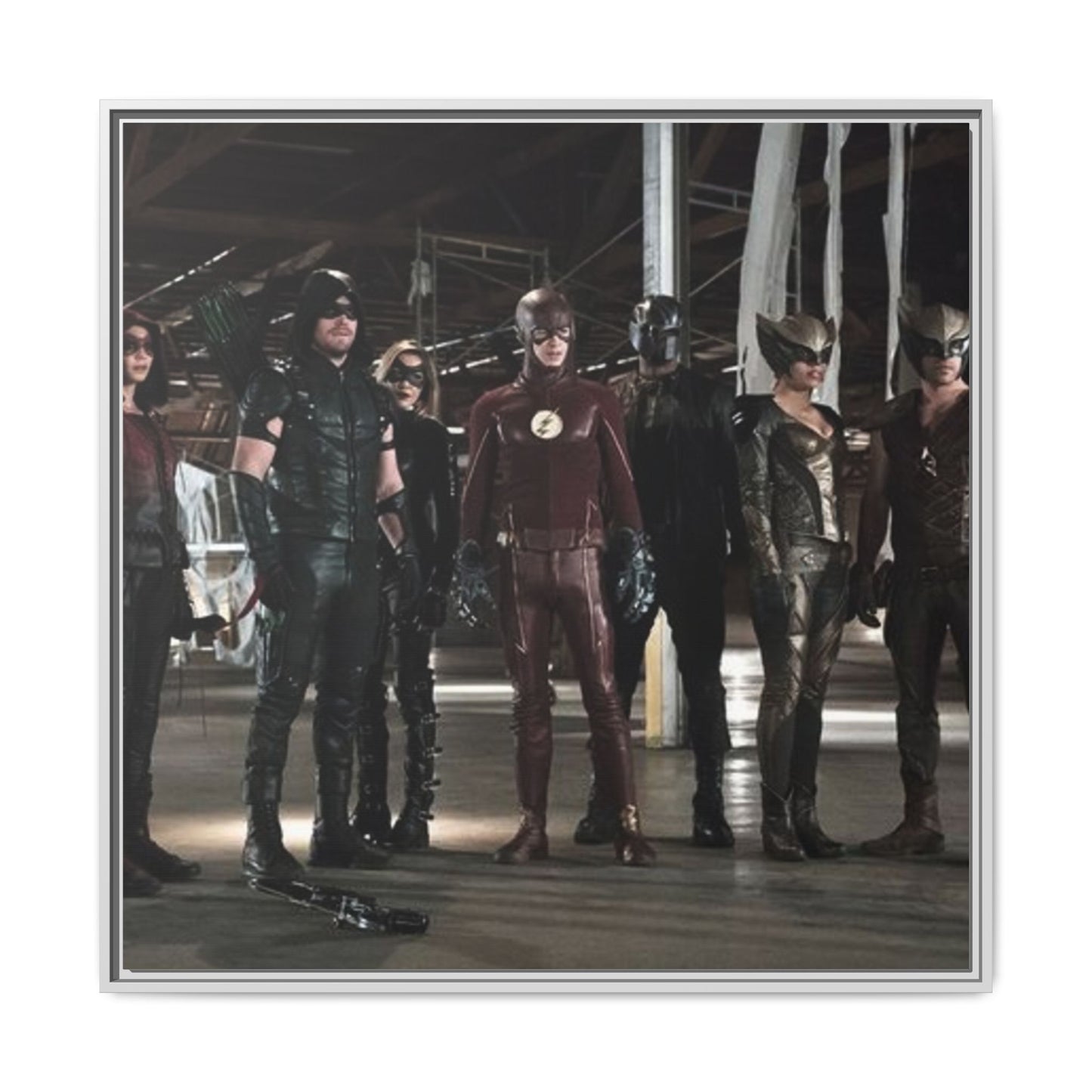 Framed Matte Canvas Panel - Superhero Team Photo Print