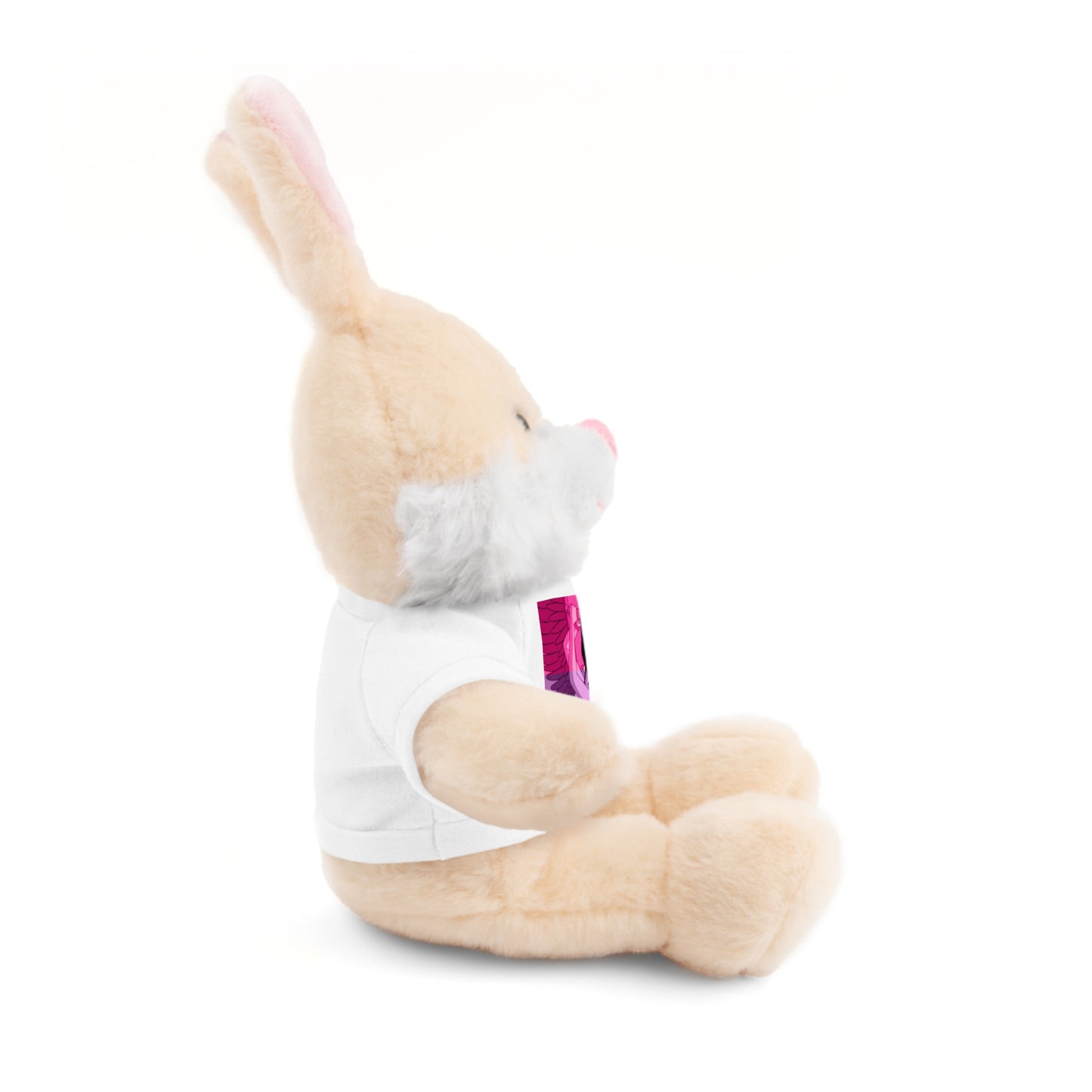 Plush Bear with Graphic Tee — Cute Pink & Blue Skateboard Design