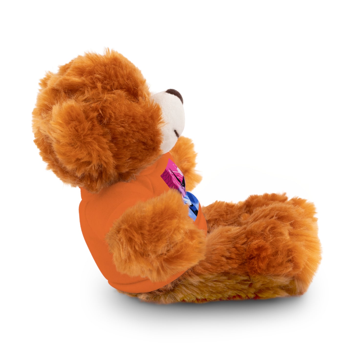 Plush Bear with Graphic Tee — Cute Pink & Blue Skateboard Design