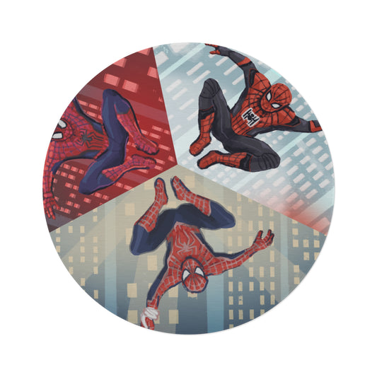 Round Rug — Comic Spider Hero Trio Graphic