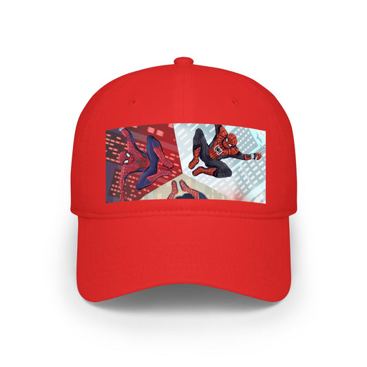 Spiderman Action Panel Baseball Cap — Red Comic Web-Slinging Hat