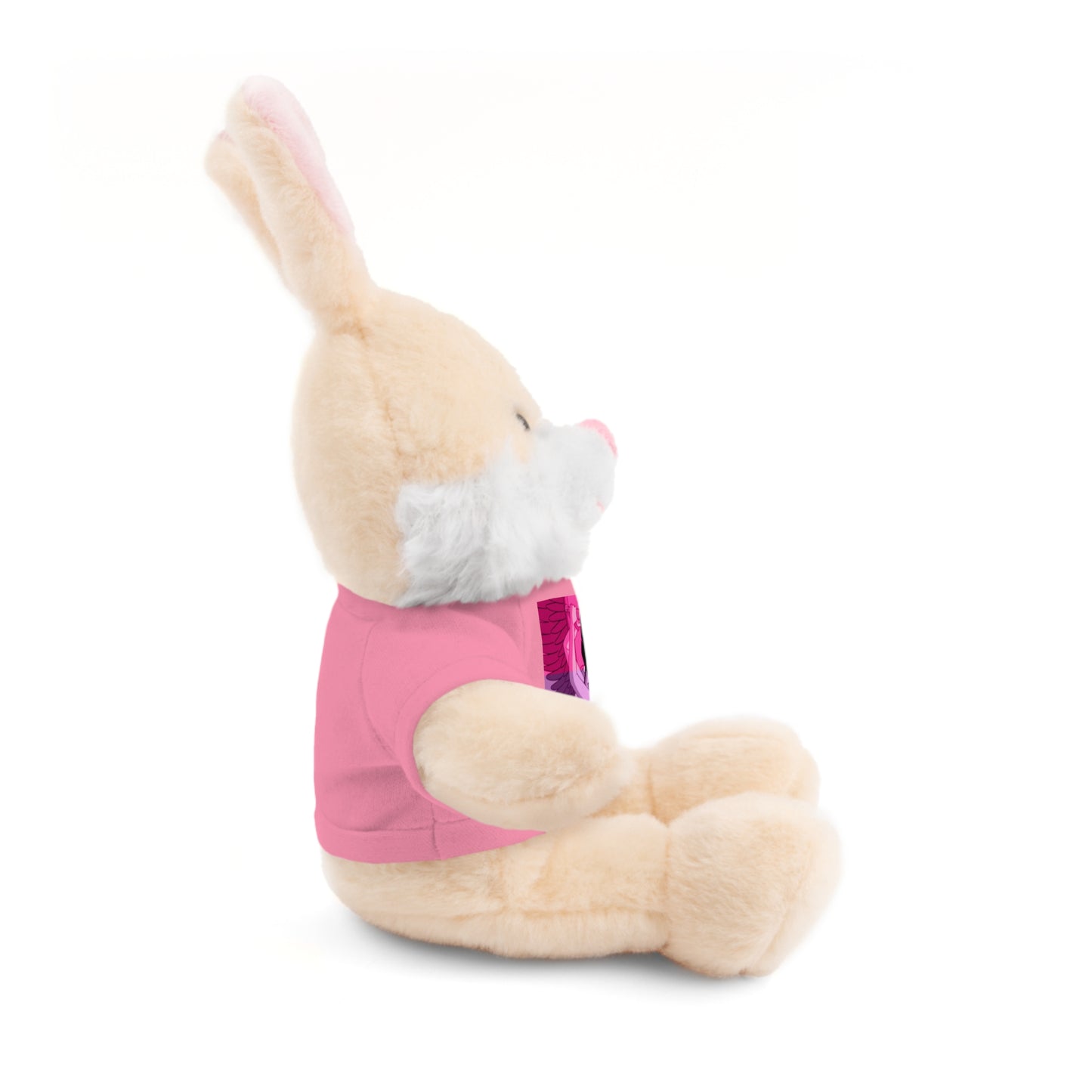 Plush Bear with Graphic Tee — Cute Pink & Blue Skateboard Design