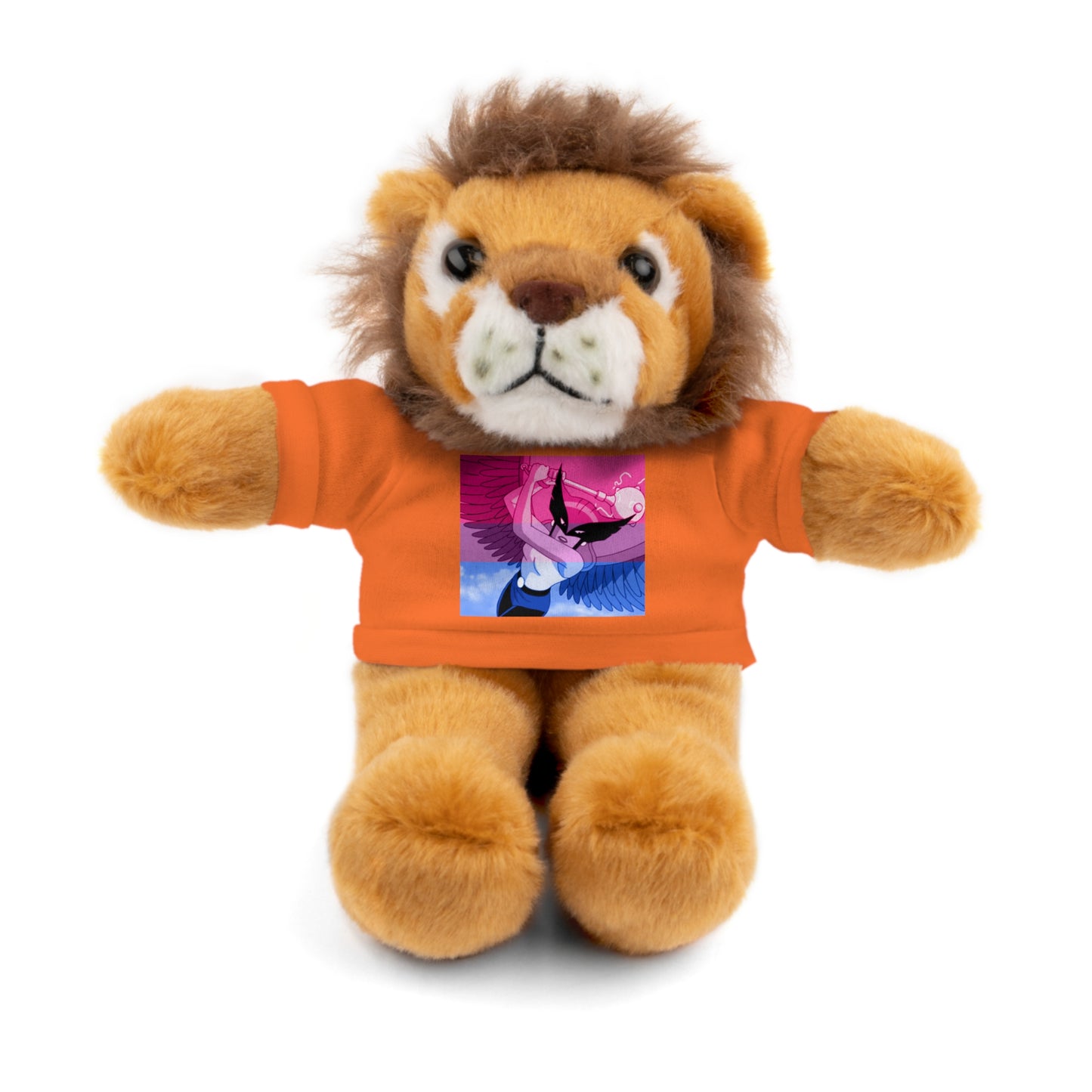 Plush Bear with Graphic Tee — Cute Pink & Blue Skateboard Design