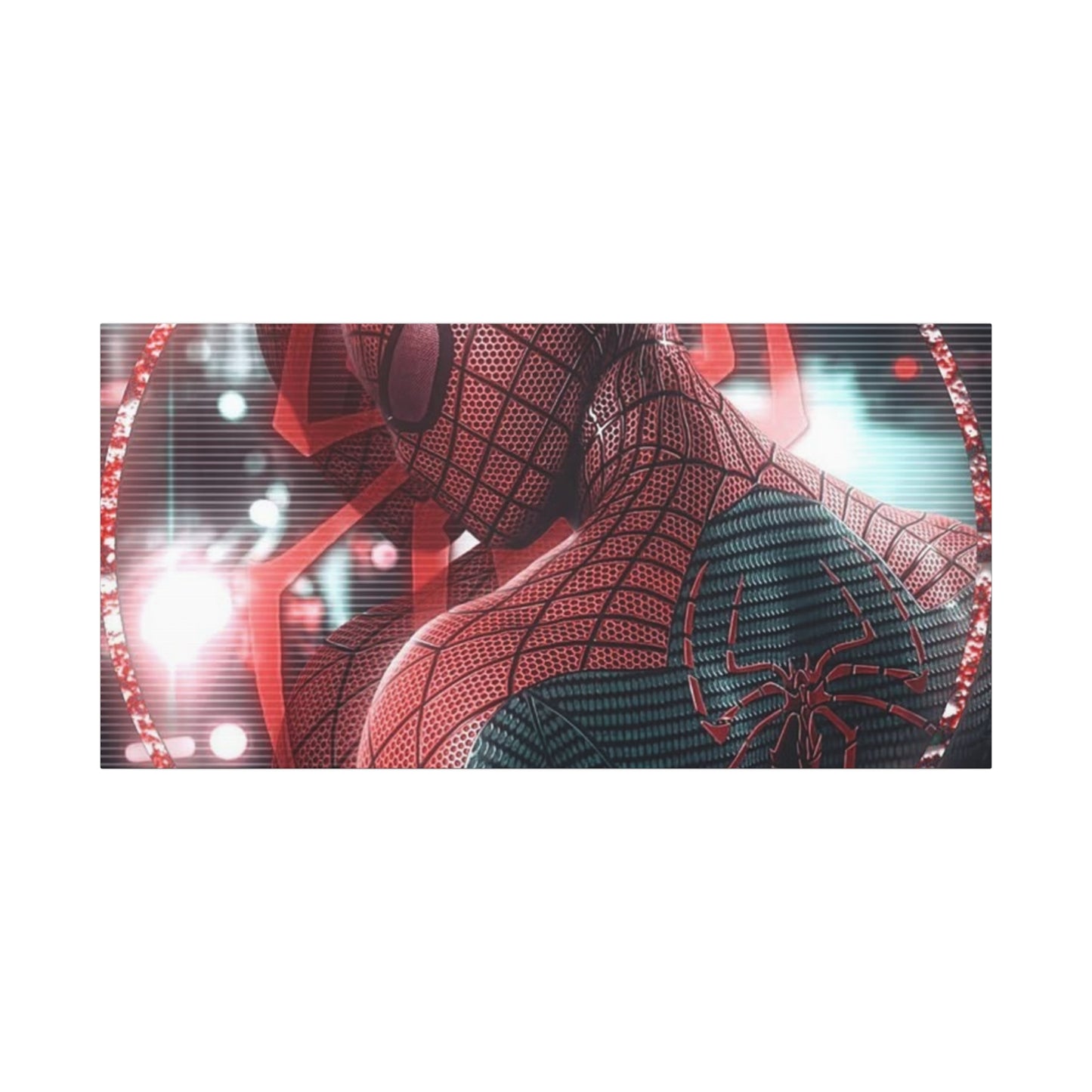 Spider Superhero Matte Canvas Wall Art — Red Neon Portrait, Stretched 1.25"