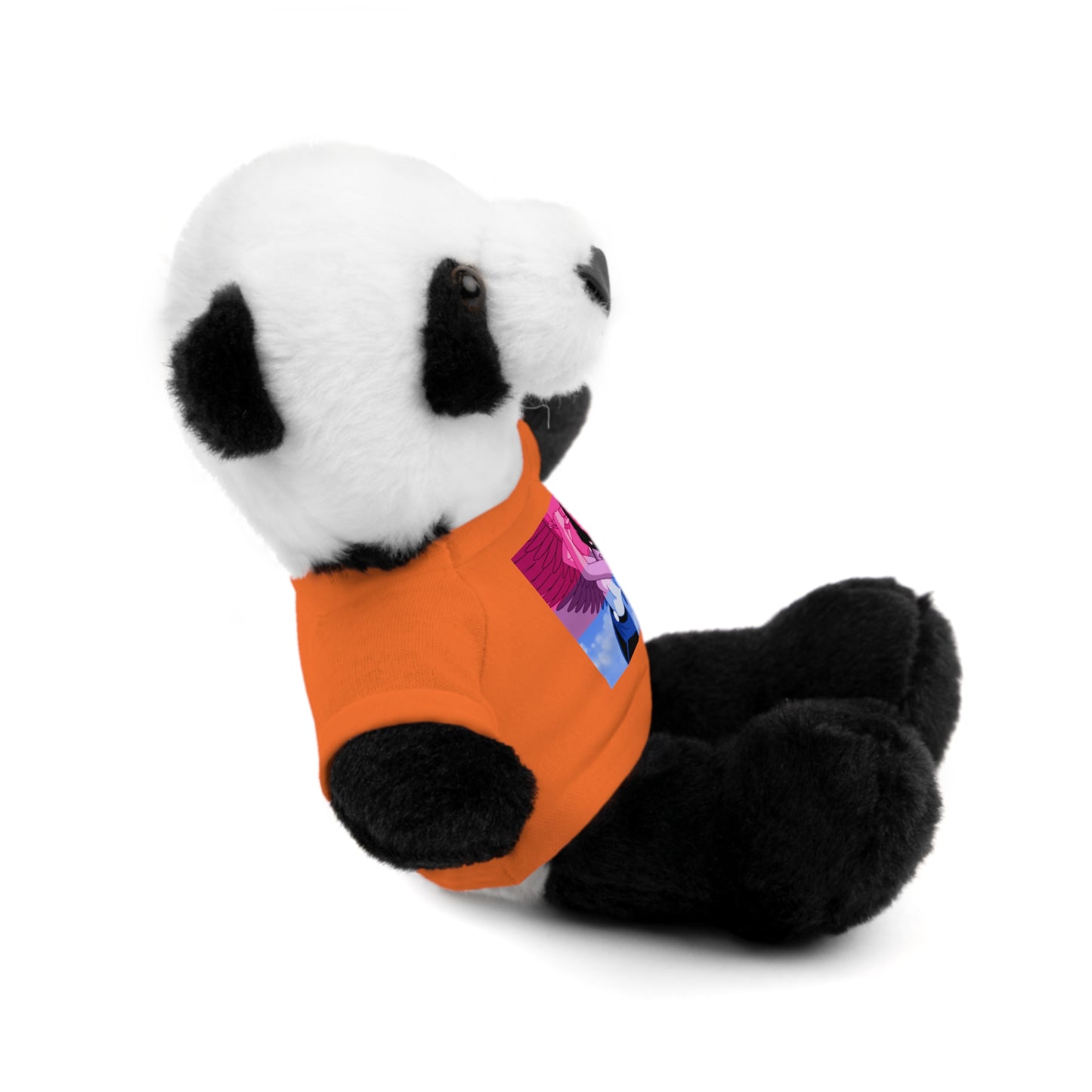Plush Bear with Graphic Tee — Cute Pink & Blue Skateboard Design