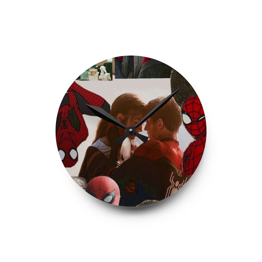 Spider-Man Couple Acrylic Wall Clock — Romantic Superhero Decor