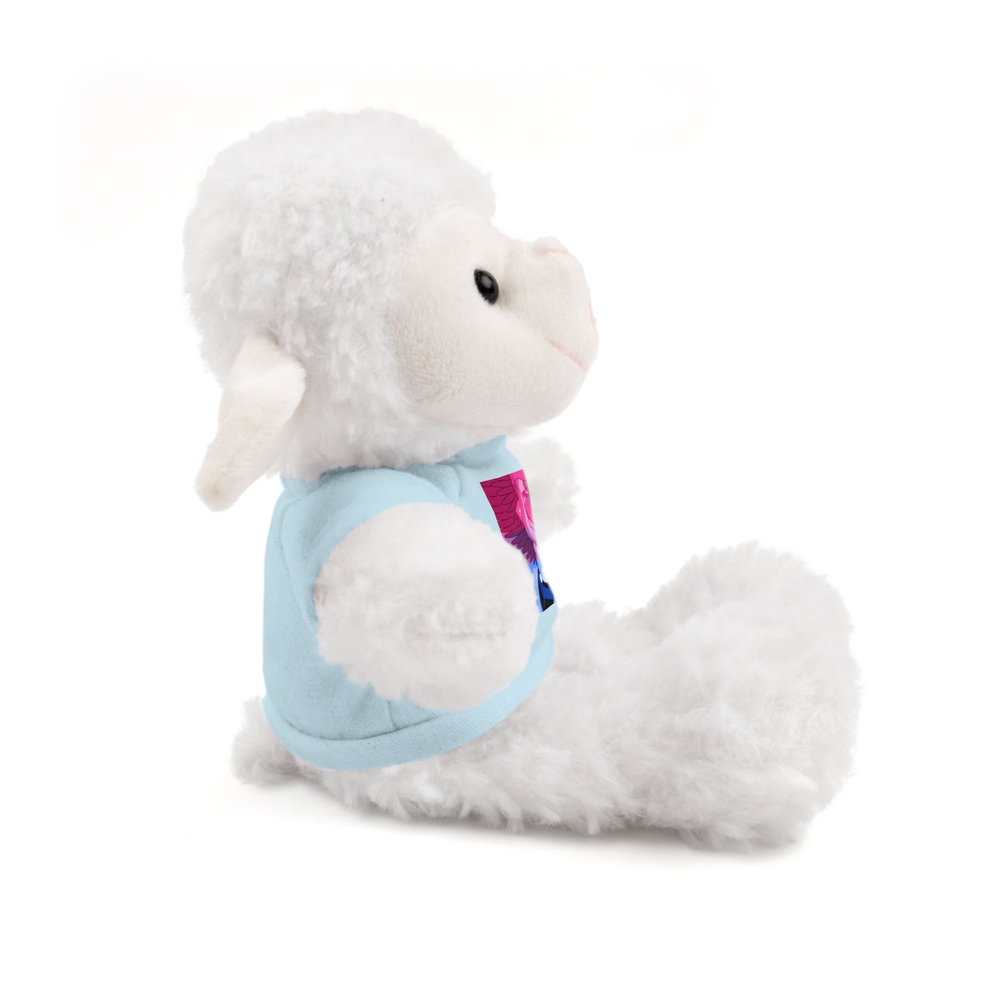 Plush Bear with Graphic Tee — Cute Pink & Blue Skateboard Design