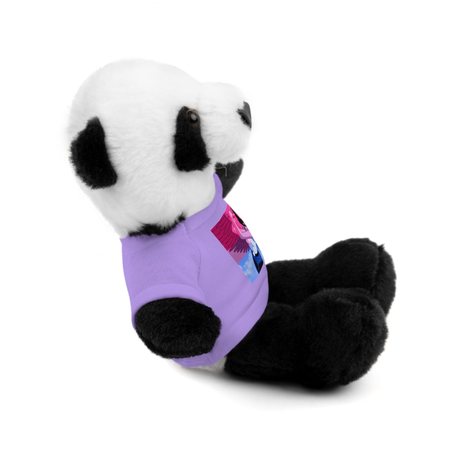 Plush Bear with Graphic Tee — Cute Pink & Blue Skateboard Design