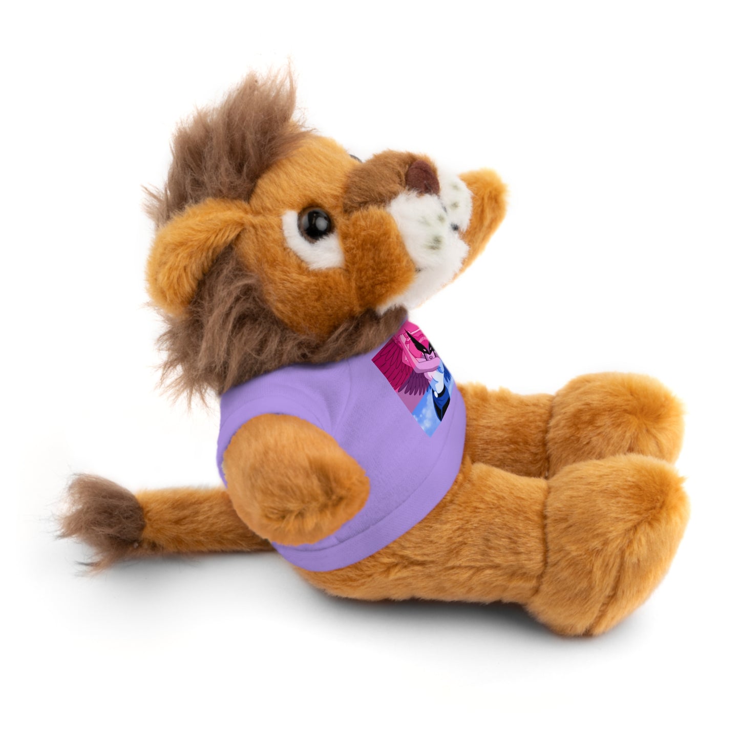Plush Bear with Graphic Tee — Cute Pink & Blue Skateboard Design