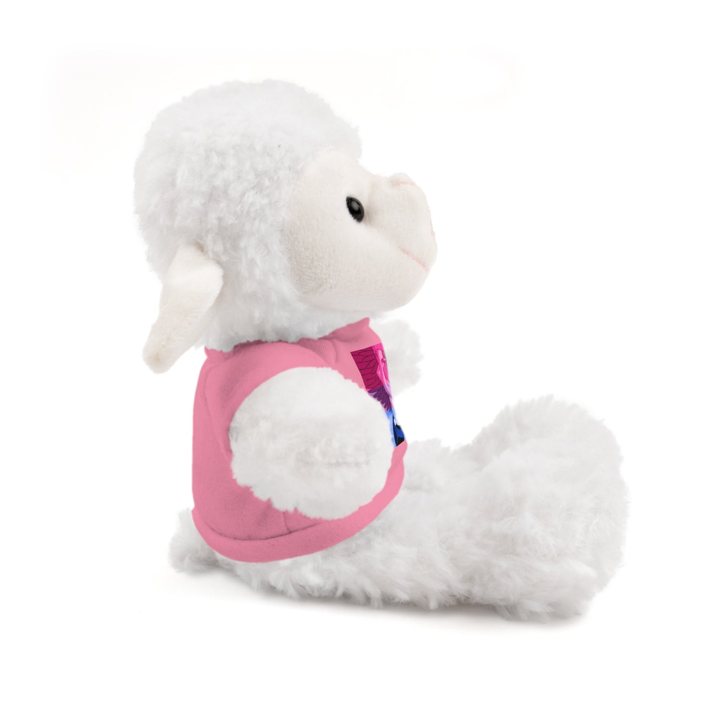 Plush Bear with Graphic Tee — Cute Pink & Blue Skateboard Design
